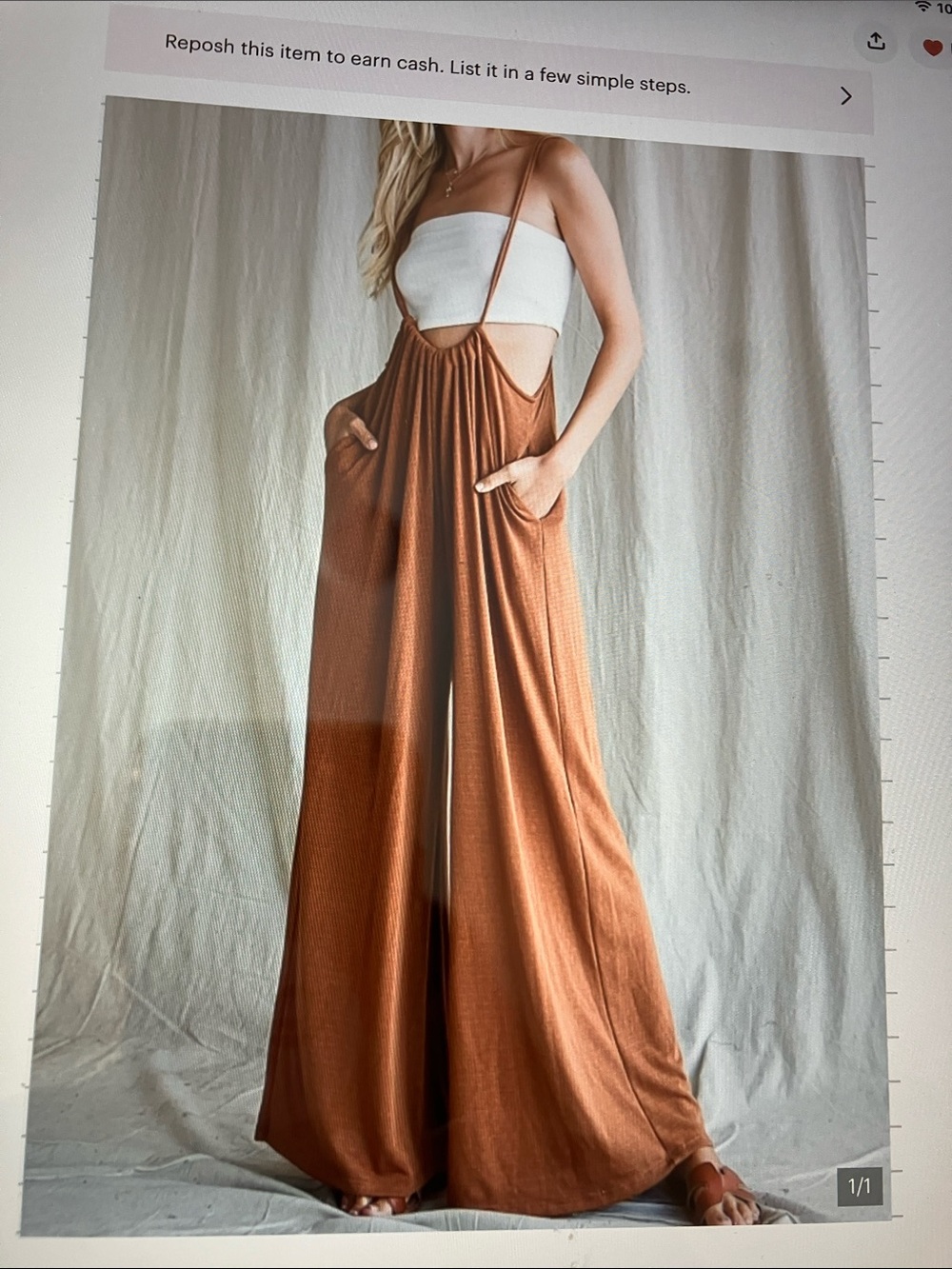 Camel Overall Wide Leg Jumpsuit